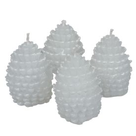   Kontúrozott toboz gyertya kicsi 52x70mm fehér 4db/csom (db ár)