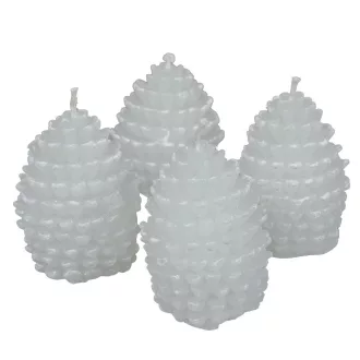   Kontúrozott toboz gyertya kicsi 52x70mm fehér 4db/csom (db ár)