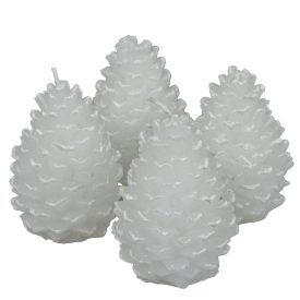   Kontúrozott toboz gyertya nagy 70x95mm fehér 4db/csom (db ár)