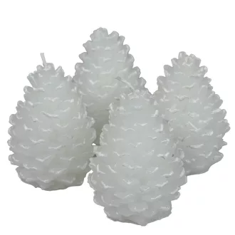   Kontúrozott toboz gyertya nagy 70x95mm fehér 4db/csom (db ár)