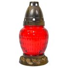 Szögletes kis csepp üvegmécses piros 30gr 16,5cm 12db/#