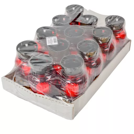 Szögletes kis csepp üvegmécses piros 30gr 16,5cm 12db/#