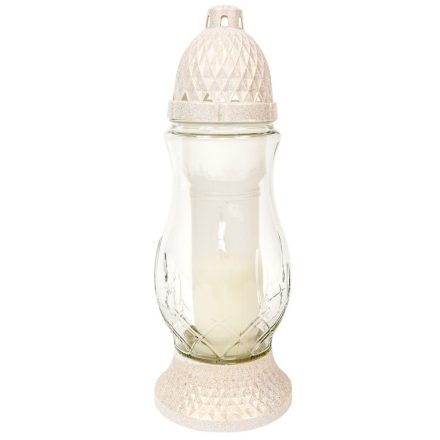 Nagy domború üvegmécses  fehér 80gr 28cm 6db/#