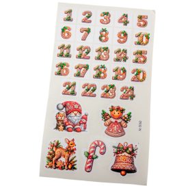   Matrica mézi adventi készülődés - fehér alap 2,5-5cm 29db/lap