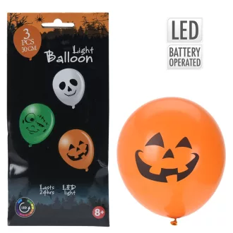 Halloween LED-es lufi 30cm 3db-os