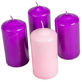   Mártott henger gyertya 60x120mm lila-rózsaszín 4db/csom (db ár)