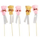 Pálcás plüss lapos maci szalagos 5db/csom (db ár)