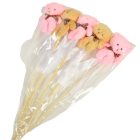 Pálcás plüss lapos maci szalagos 5db/csom (db ár)