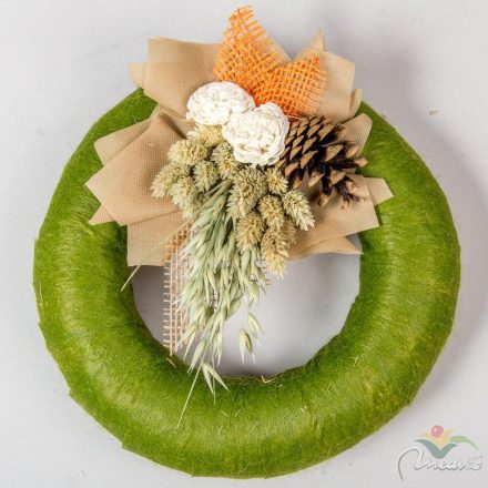 Vetexes szalma koszorú ming díszítéssel 25cm