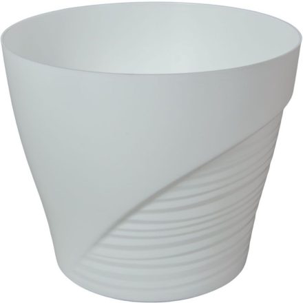 Műanyag kaspó féloldalt bordás fehér D15cm M13,5cm