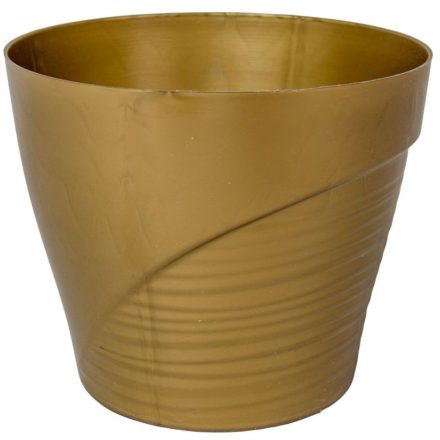 Műanyag kaspó féloldalt bordás arany D15cm M13,5cm