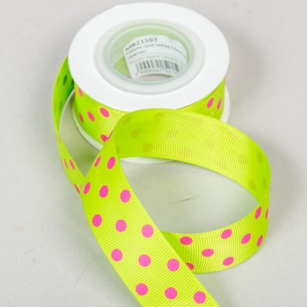 Pöttyös ripsz szalag 2,5cm*10y zöld-ciklámen