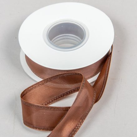 Szatén szalag drótos 2,5cm*10y BARNA