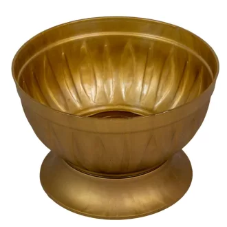 Műanyag talpas tál kerek mintás arany D20cm M13cm