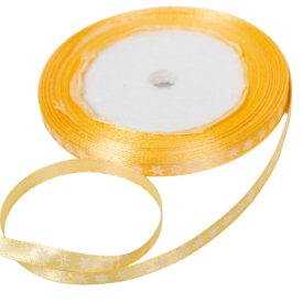Hópihe mintás szatén szalag világosarany 6mmx25yard