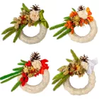 Szizálos szalma koszorú szárazvirág és ming díszítéssel 12cm