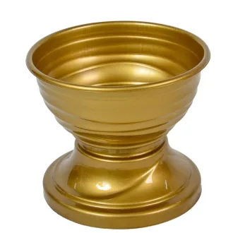Műanyag mintás kerek talpas tál arany D15,5cm M13,5cm