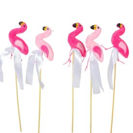 Pálcás plüss flamingó 5db/csom