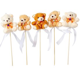 Pálcás plüss maci nyakkendővel 5db/ csom