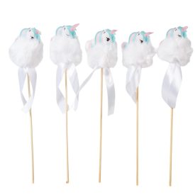 Pálcás plüss unikornis szőrös  5db/csom