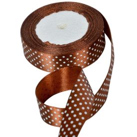 Textil szalag pöttyös sötétbarna 25mmx 22m