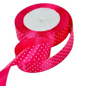 Textil szalag pöttyös sötétrózsaszín 25mmx22m