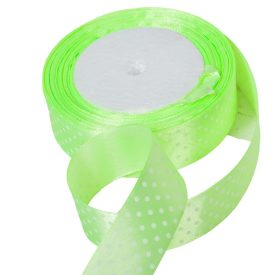 Textil szalag pöttyös világoszöld 25mmx 22m