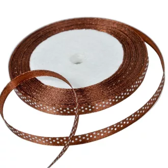 Textil szalag pöttyös sötétbarna 6mmx22m