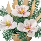 Sírdísz féloldalas kis tálban selyem asztróval M19x25cm