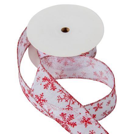 Karácsonyi szalag fehér-piros 3,8cmx10y