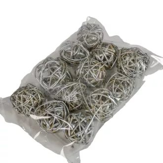 Vesszőlabda 4cm metál ezüst 12db-os