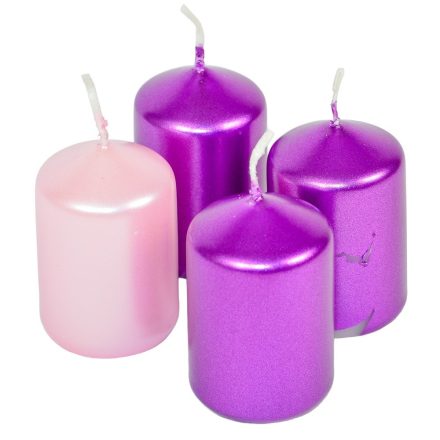 Adventi gyertya metál lila-rózsaszín 40*60mm 4db/csom (db ár)