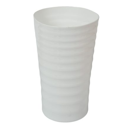 Műanyag váza hullámos oldal fehér D19cm M32cm 