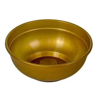 Műanyag nagy kerek tál arany D25cm M10cm