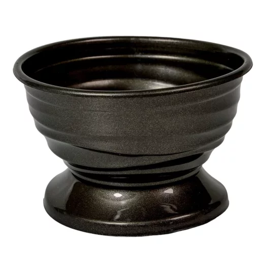 Műanyag  mintás kerek talpas tál grafit D16cm M10cm