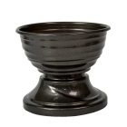 Műanyag  mintás kerek talpas tál grafit D15,5 M13,5cm