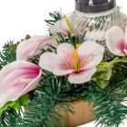 Sírdísz közepes hajóban üvegmécsessel, asztróval és poli kálával M22x38cm