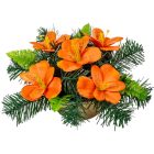 Sírdísz kerek tálban selyem asztróval M14x32cm