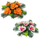 Sírdísz kerek tálban selyem asztróval M14x32cm