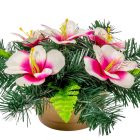 Sírdísz kerek tálban selyem asztróval M14x32cm