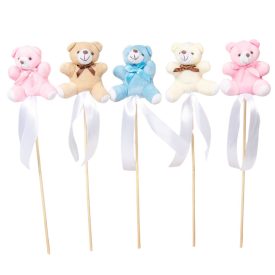 Pálcás plüss maci színes 5db/csom (db ár)