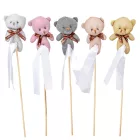 Pálcás plüss maci csillogó 5db/csom (db ár)