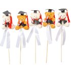 Pálcás plüss ballagó kalapos maci bizonyítvánnyal 5db/csom (db ár)