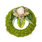 Szizálos széna koszorú szárazvirág díszítéssel zöld 12cm