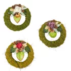 Szizálos széna koszorú szárazvirág díszítéssel zöld 12cm