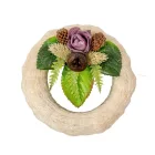 Szizálos széna koszorú szárazvirág díszítéssel fehér 12cm