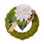 Szizálos széna koszorú szárazvirág díszítéssel zöld 15cm 