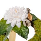 Szizálos széna koszorú szárazvirág díszítéssel zöld 15cm 