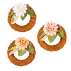 Szizálos széna koszorú szárazvirág díszítéssel barna 15cm 