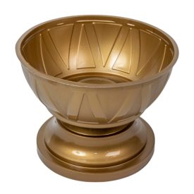 Műanyag talpas tál háromszög mintás arany D18cm M13cm